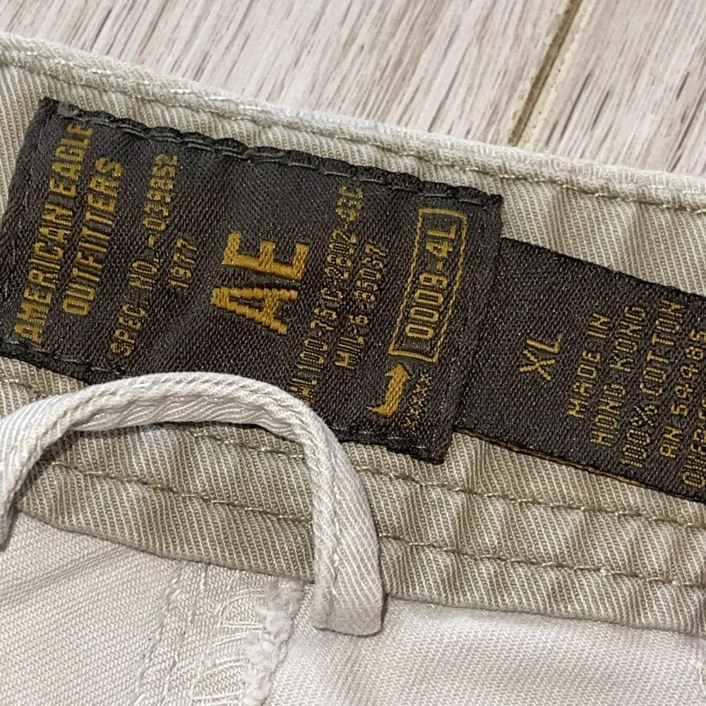 American Eagle Mens XL Beige Cotton Cargo Pants Drawstring Trousers 38x28